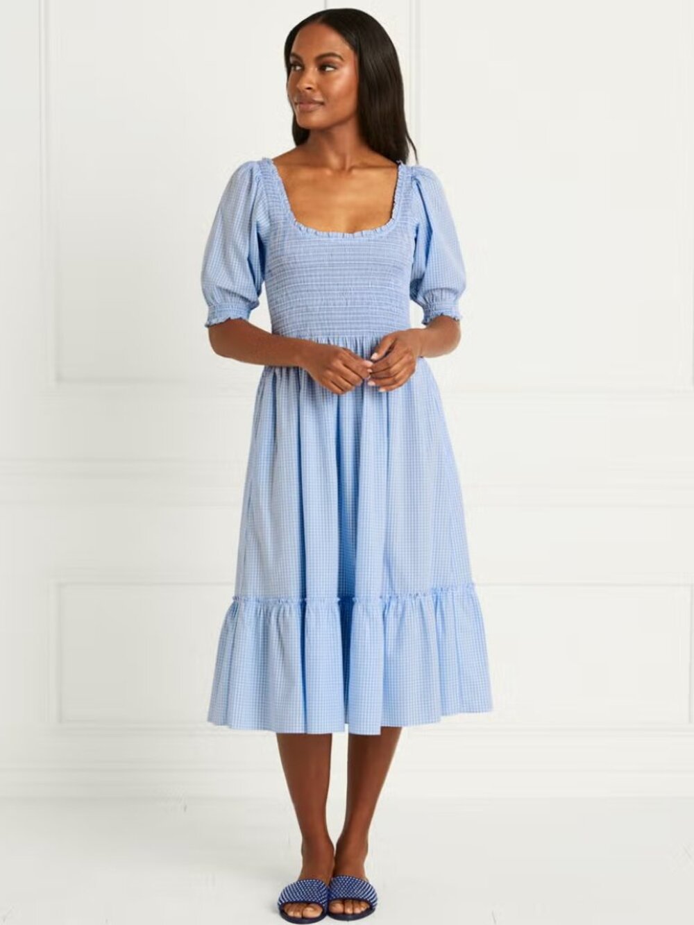 Hill House Home The Louisa Nap Dress Blue Gingham Sz S